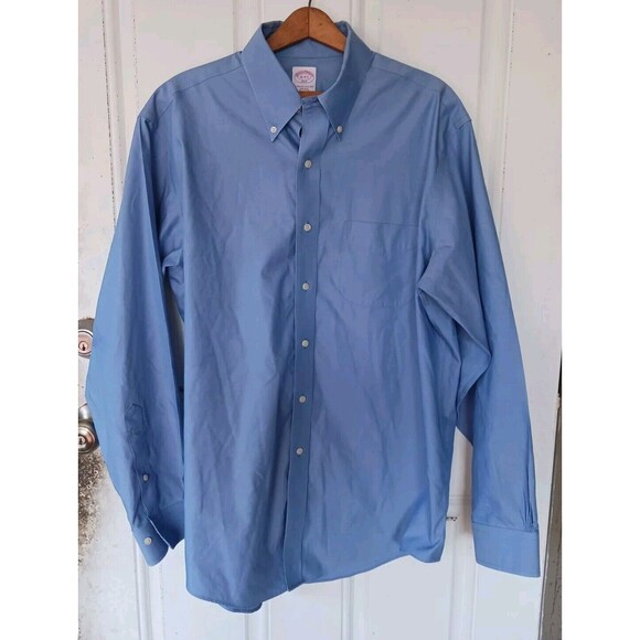 Brooks Brothers 346 Dress Shirt Mens 16 4/5 Blue Non-Iron Long Sleeve Buttondown - Picture 1 of 6